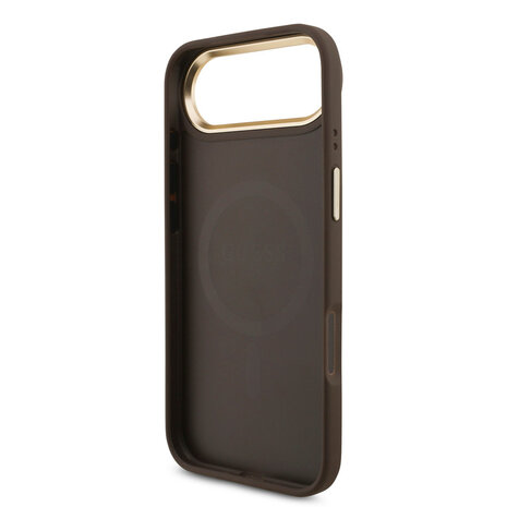Guess Guess iPhone 17 Air Back cover case - MagSafe - 4G Strass Logo - Gold Edge - Brown