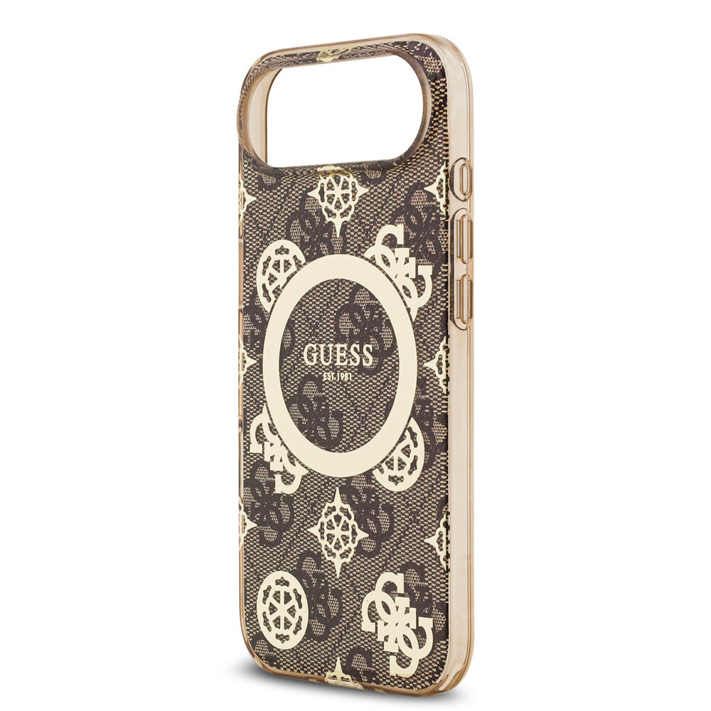 Guess Guess iPhone 17 Air Back cover case - MagSafe - Peony on 4G Background - Brown Guess Guess iPhone 17 Air Back cover case - MagSafe - Peony on 4G Background - Brown