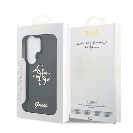 Guess Guess Galaxy S26 Ultra Back cover case - MagSafe - 4G Script Metal Logo - Black Edge - Black Guess Guess Galaxy S26 Ultra Back cover case - MagSafe - 4G Script Metal Logo - Black Edge - Black