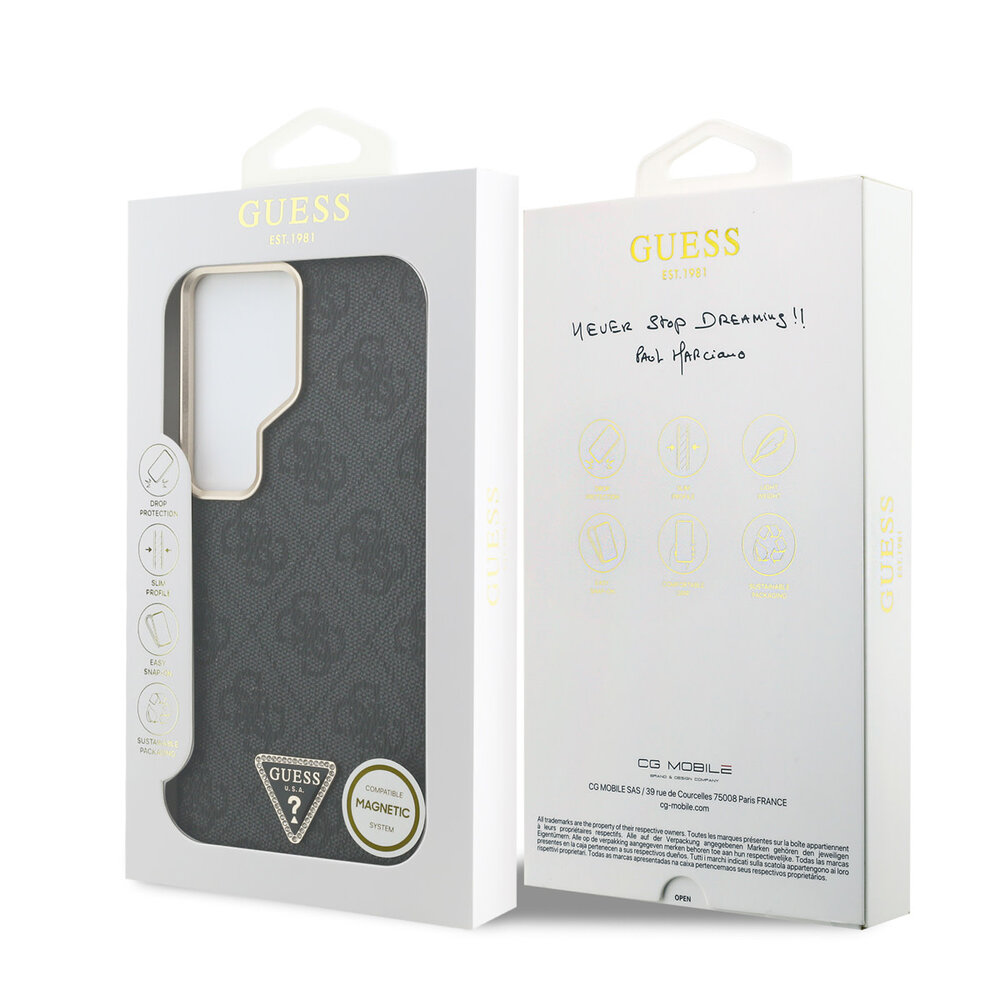 Guess Guess Galaxy S26 Ultra Back-Cover hul - MagSafe - 4G Script Metal Logo - Gold Edge - Schwarz Guess Guess Galaxy S26 Ultra Back-Cover hul - MagSafe - 4G Script Metal Logo - Gold Edge - Schwarz