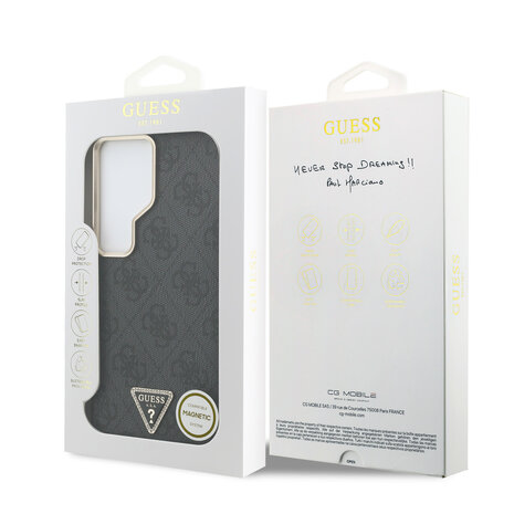 Guess Guess Galaxy S26 Ultra Back cover case - MagSafe - 4G Script Metal Logo - Gold Edge - Black Guess Guess Galaxy S26 Ultra Back cover case - MagSafe - 4G Script Metal Logo - Gold Edge - Black