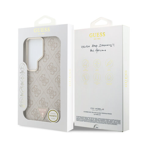 Guess Guess Galaxy S26 Ultra Back-Cover hul - MagSafe - 4G Script Metal Logo - Gold Edge - Rosa Guess Guess Galaxy S26 Ultra Back-Cover hul - MagSafe - 4G Script Metal Logo - Gold Edge - Rosa