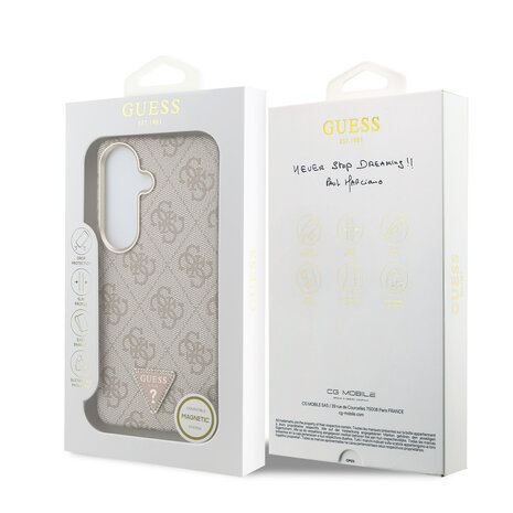 Guess Guess Galaxy S26 Back-Cover hul - MagSafe - 4G Script Metal Logo - Gold Edge - Rosa Guess Guess Galaxy S26 Back-Cover hul - MagSafe - 4G Script Metal Logo - Gold Edge - Rosa