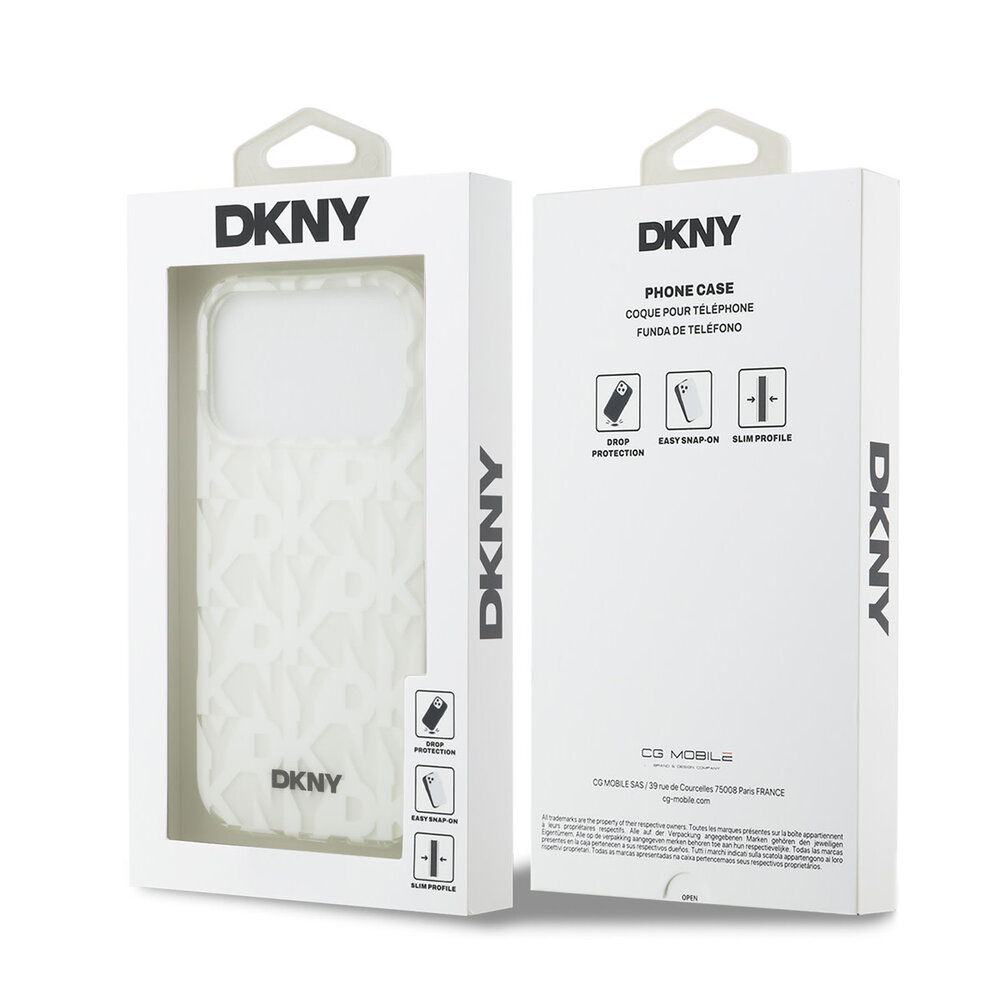 DKNY DKNY iPhone 17 Pro Back cover case - Grid Pattern - Double Layer - White
