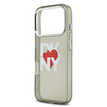 DKNY DKNY iPhone 17 Pro/iPhone 18 Pro Coque arrière Logo cœur imprimé - Noir transparent
