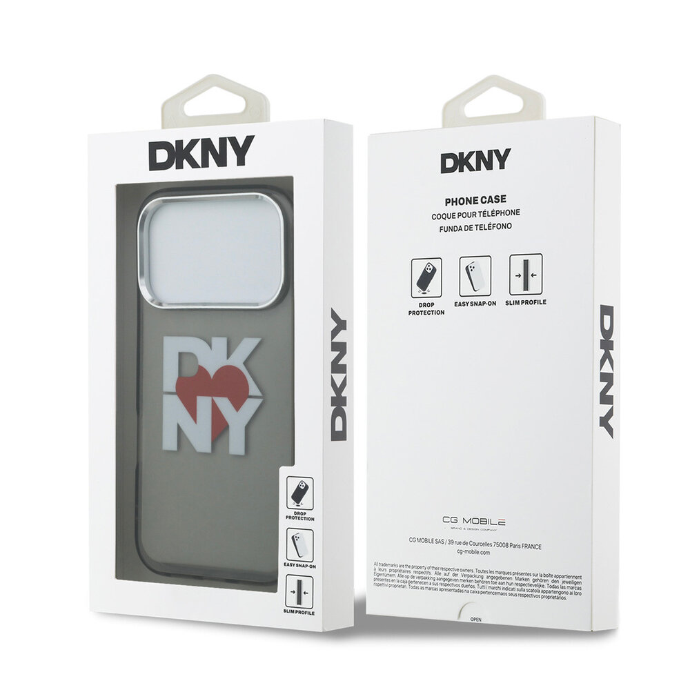 DKNY DKNY iPhone 17 Pro Back cover coque - Printed Heart Logo - Noir translucide DKNY DKNY iPhone 17 Pro Back cover coque - Printed Heart Logo - Noir translucide