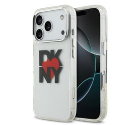 DKNY DKNY iPhone 17 Pro Backcover hoesje - Printed Heart Logo - Doorzichtig Zwart
