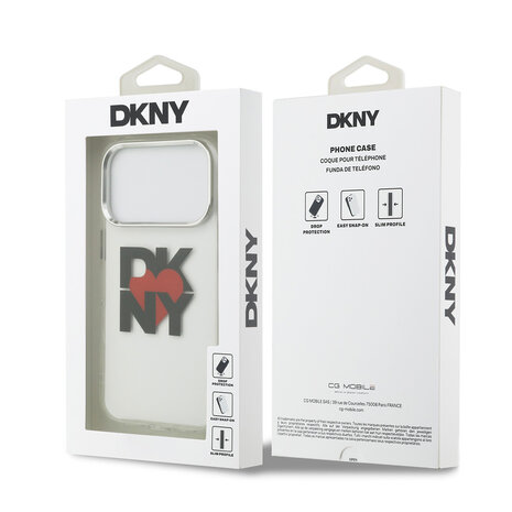 DKNY DKNY iPhone 17 Pro Back cover coque - Printed Heart Logo - Noir translucide