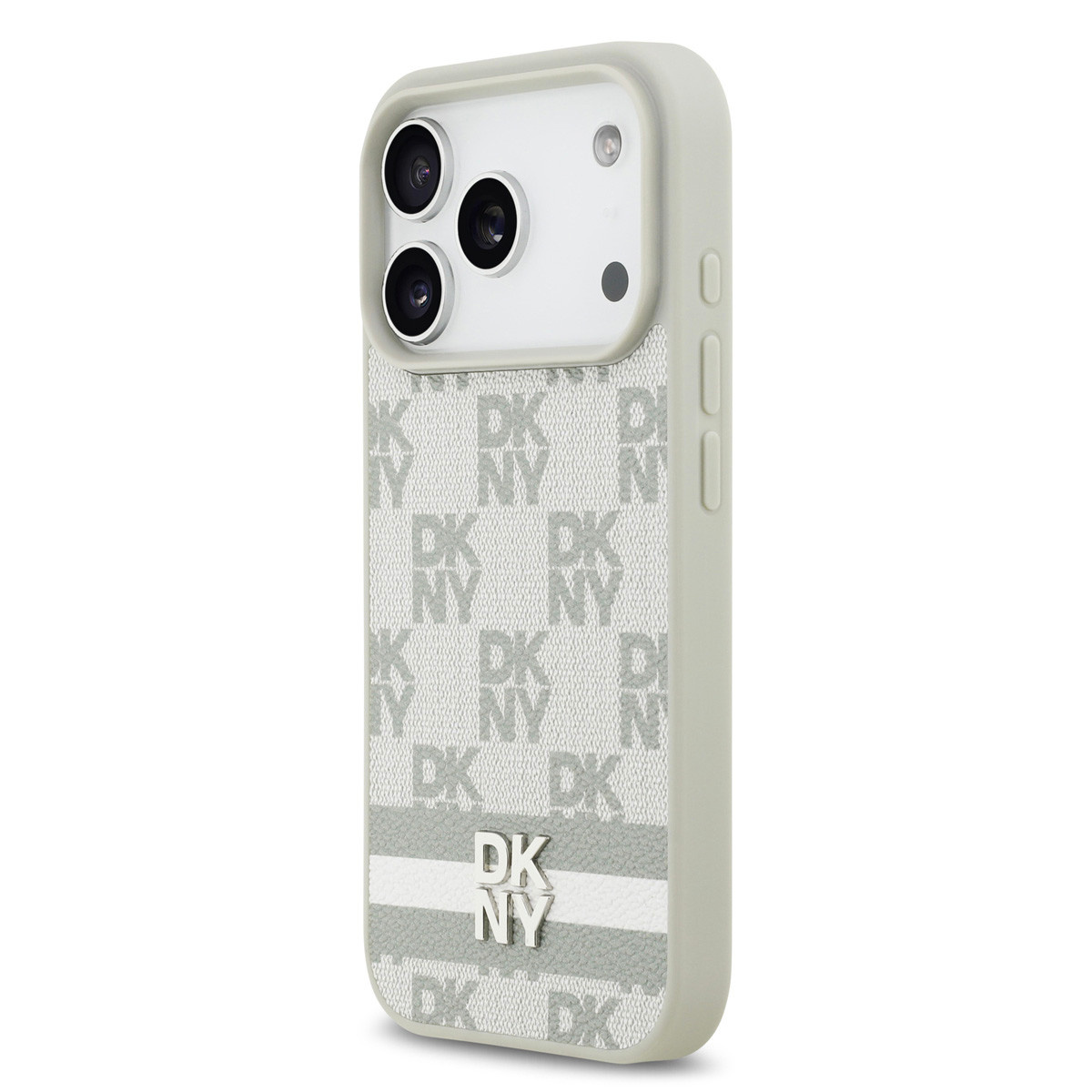 DKNY DKNY iPhone 17 Pro Backcover hoesje - Checkered Pattern With Printed Stripes - Beige, foto 2 van 6