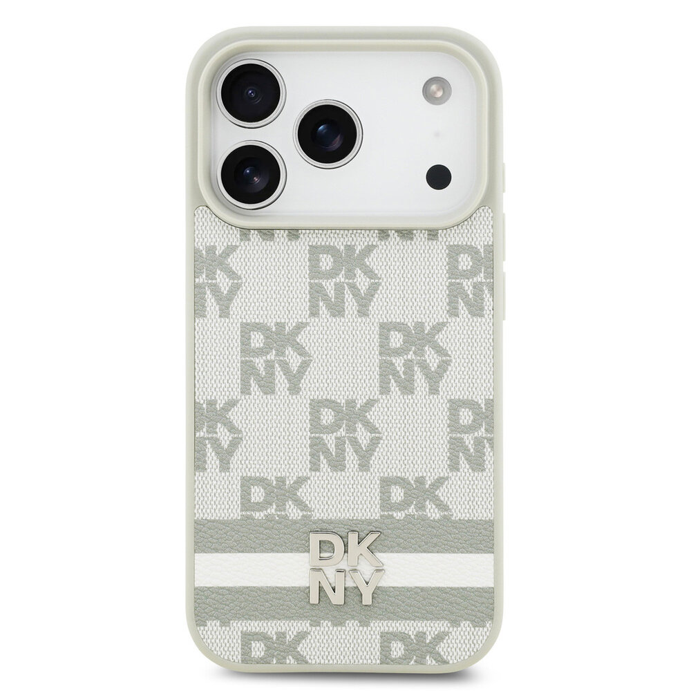 DKNY DKNY iPhone 17 Pro Back cover coque - Checkered Pattern With Printed Stripes - Beige DKNY DKNY iPhone 17 Pro Back cover coque - Checkered Pattern With Printed Stripes - Beige