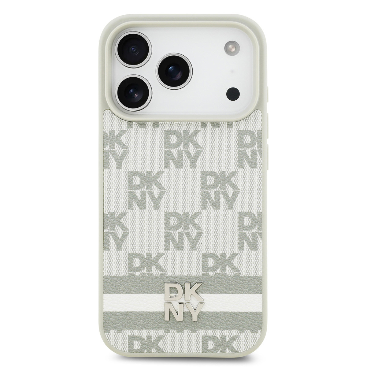 DKNY DKNY iPhone 17 Pro Backcover hoesje - Checkered Pattern With Printed Stripes - Beige, foto 3 van 6