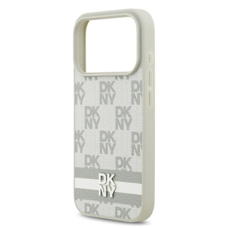 DKNY DKNY iPhone 17 Pro Back-Cover hul - Checkered Pattern With Printed Stripes - Beige