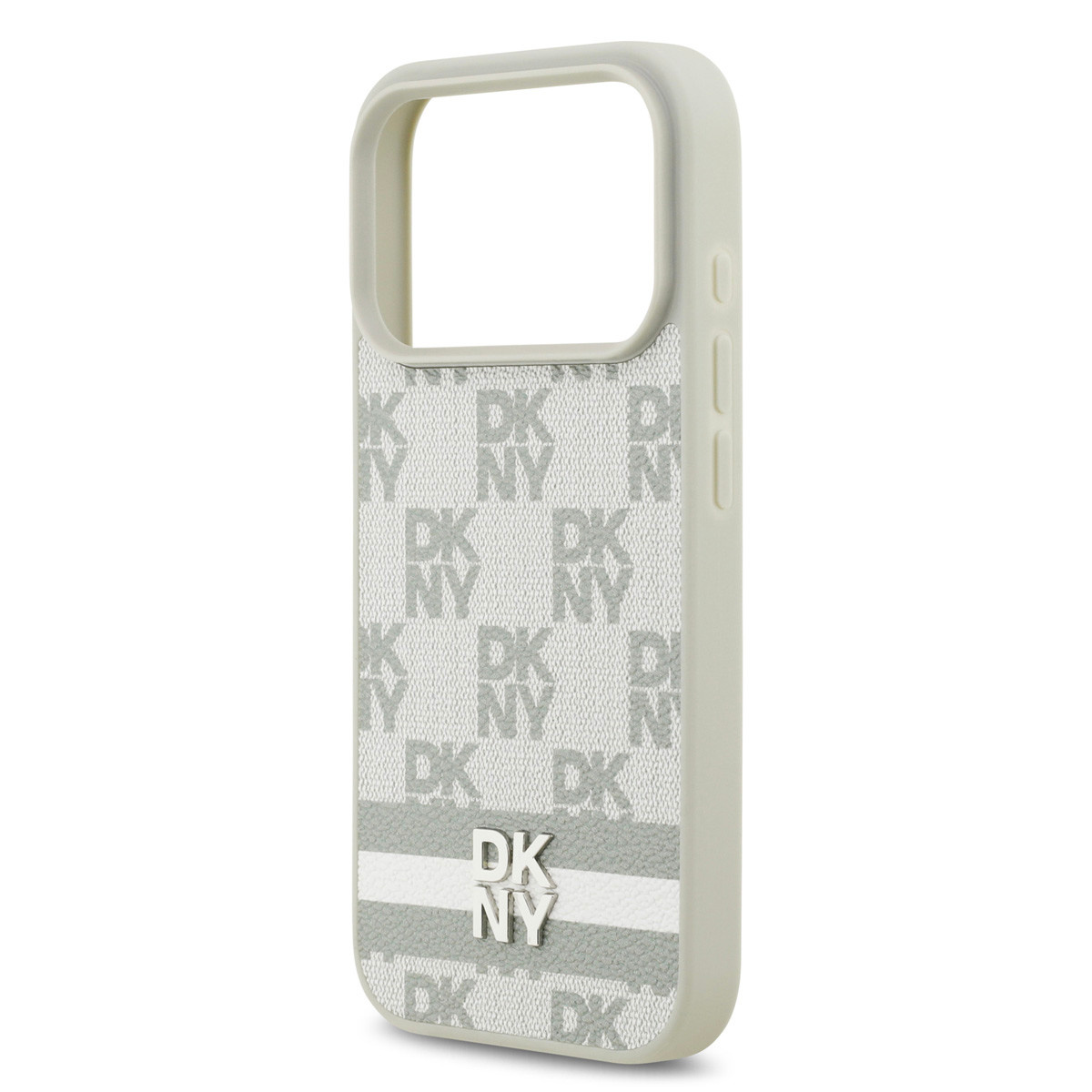 DKNY DKNY iPhone 17 Pro Backcover hoesje - Checkered Pattern With Printed Stripes - Beige, foto 6 van 6