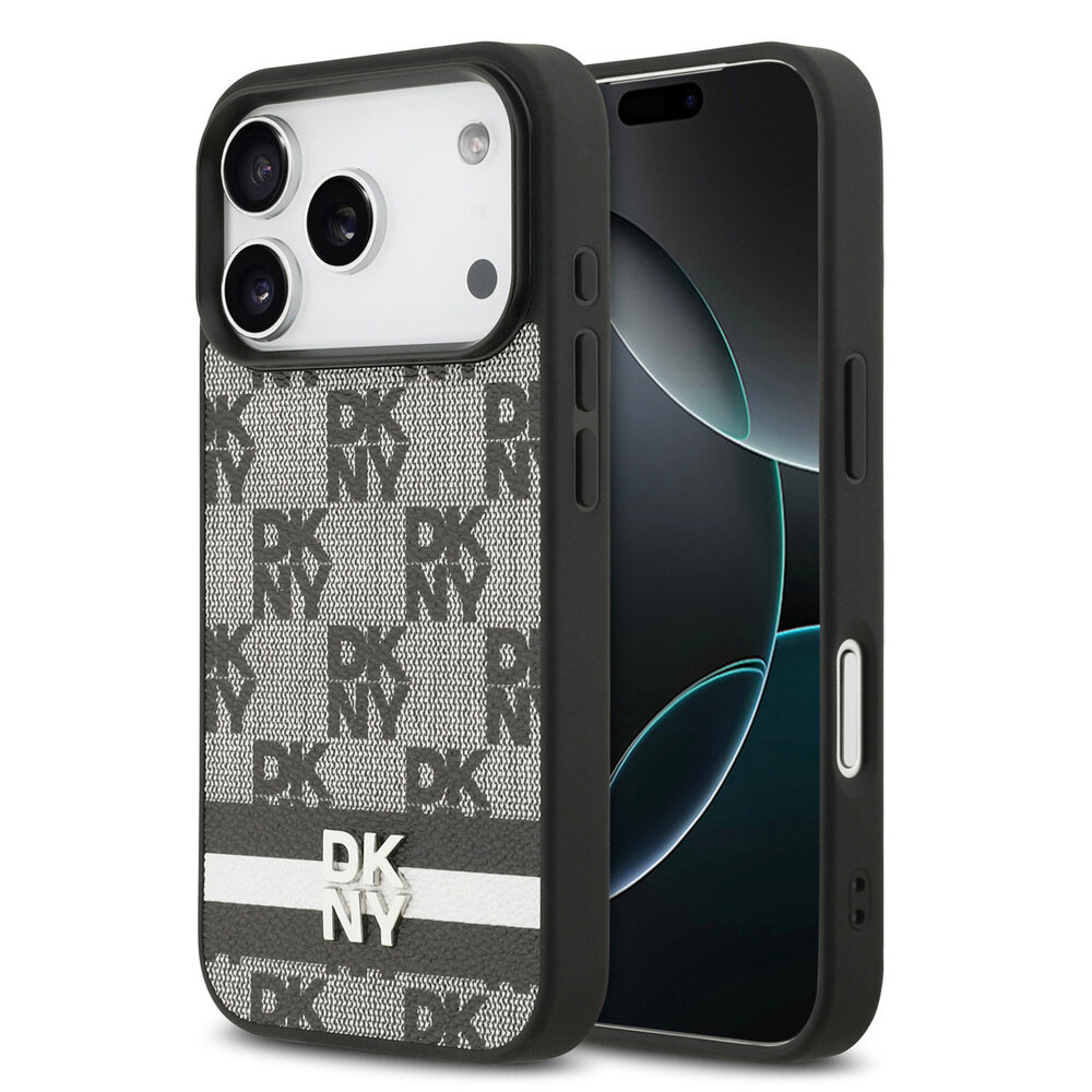 DKNY DKNY iPhone 17 Pro Back cover coque - Checkered Pattern With Printed Stripes - Noir DKNY DKNY iPhone 17 Pro Back cover coque - Checkered Pattern With Printed Stripes - Noir