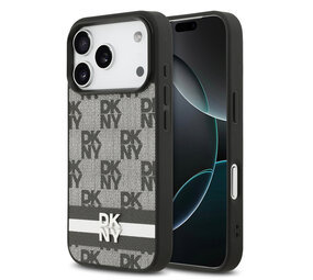 DKNY DKNY iPhone 17 Pro Back cover coque - Checkered Pattern With Printed Stripes - Noir DKNY DKNY iPhone 17 Pro Back cover coque - Checkered Pattern With Printed Stripes - Noir