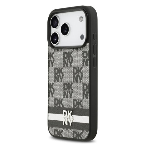 DKNY DKNY iPhone 17 Pro Back cover case - Checkered Pattern With Printed Stripes - Black DKNY DKNY iPhone 17 Pro Back cover case - Checkered Pattern With Printed Stripes - Black