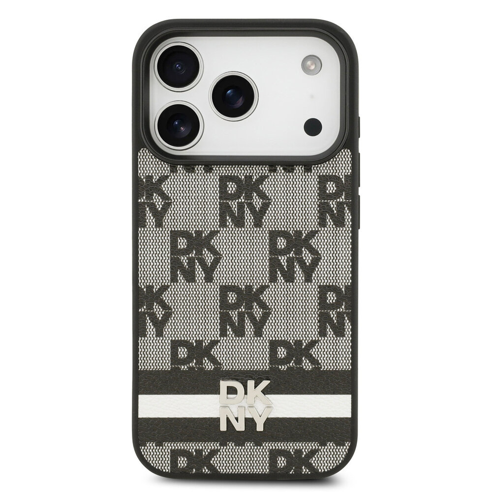 DKNY DKNY iPhone 17 Pro Back-Cover hul - Checkered Pattern With Printed Stripes - Schwarz DKNY DKNY iPhone 17 Pro Back-Cover hul - Checkered Pattern With Printed Stripes - Schwarz