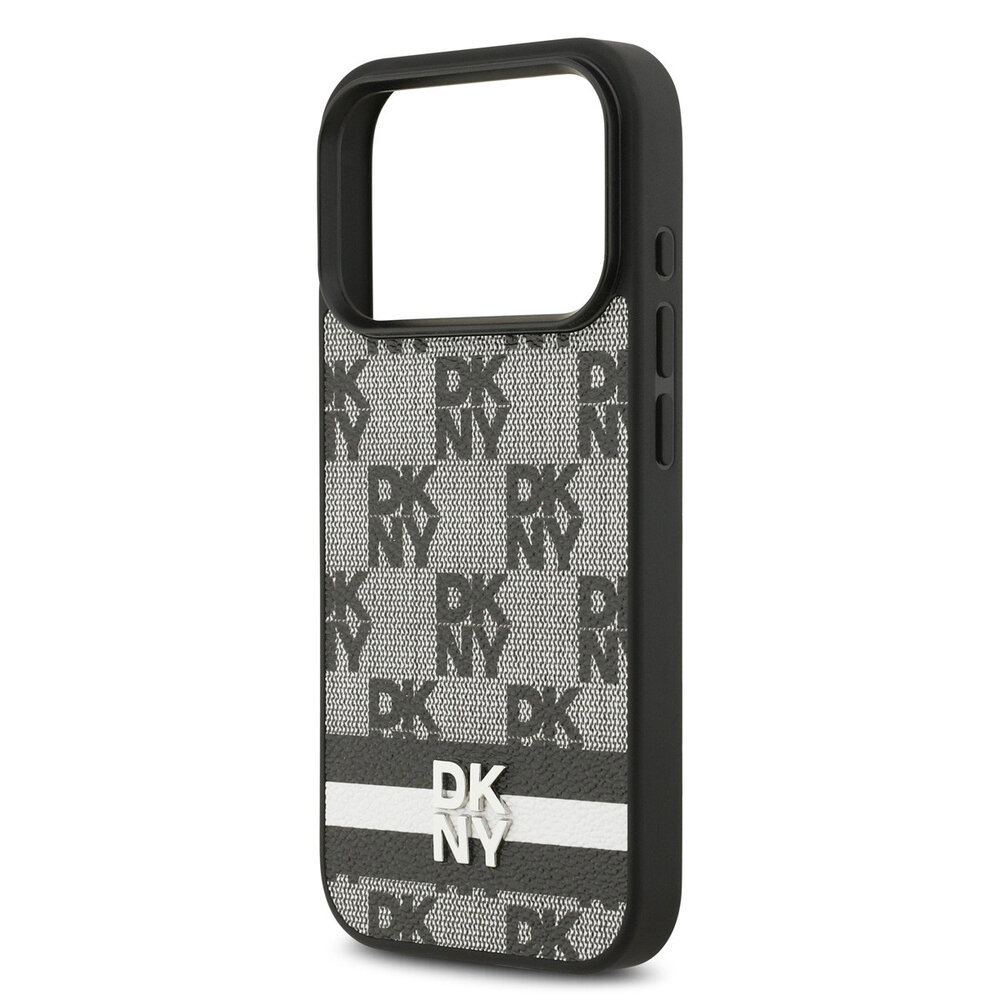 DKNY DKNY iPhone 17 Pro Back cover coque - Checkered Pattern With Printed Stripes - Noir DKNY DKNY iPhone 17 Pro Back cover coque - Checkered Pattern With Printed Stripes - Noir