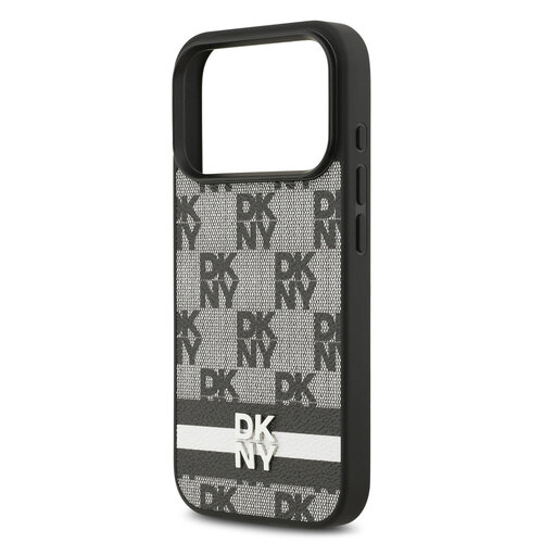 DKNY DKNY iPhone 17 Pro/iPhone 18 Pro Backcoverhoesje Ruitpatroon met gedrukte strepen - Zwart