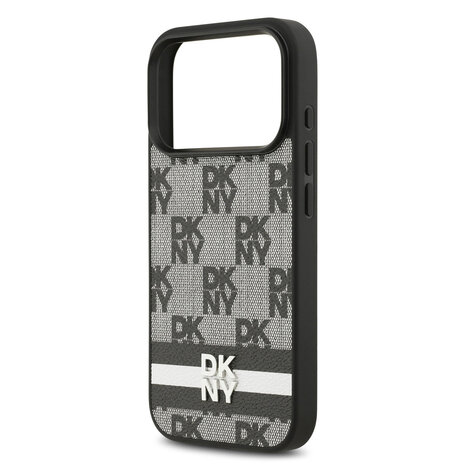 DKNY DKNY iPhone 17 Pro Back cover case - Checkered Pattern With Printed Stripes - Black DKNY DKNY iPhone 17 Pro Back cover case - Checkered Pattern With Printed Stripes - Black