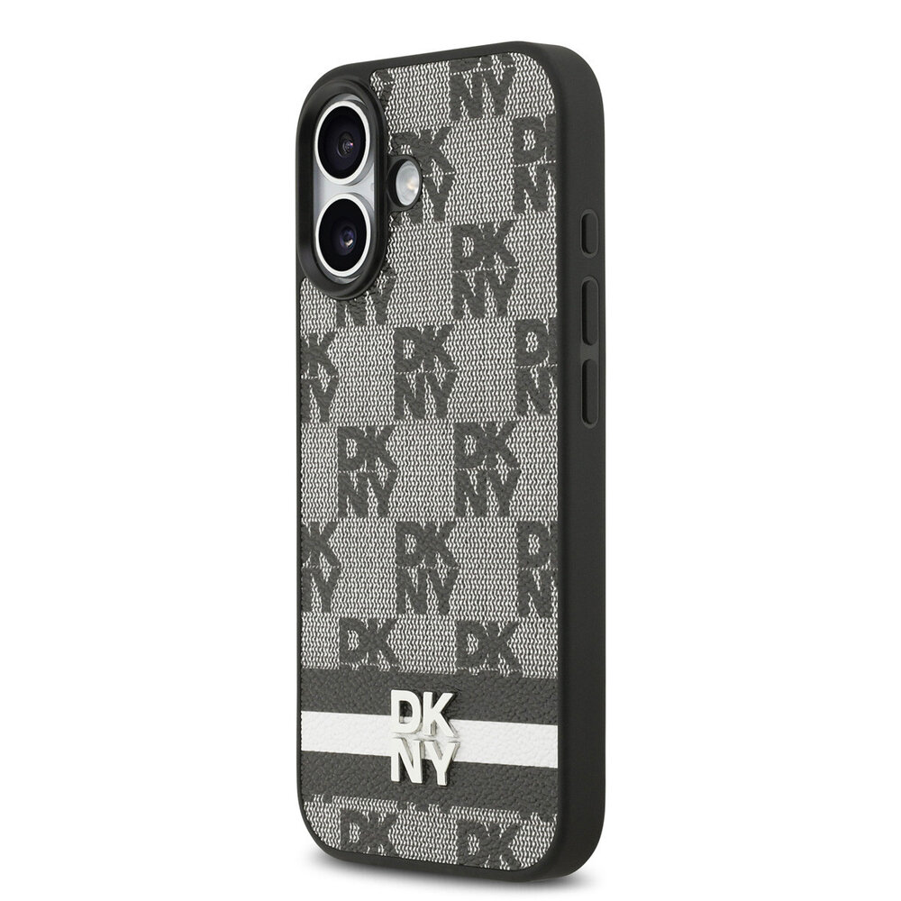 DKNY DKNY iPhone 17 Backcover hoesje - Checkered Pattern With Printed Stripes - Zwart