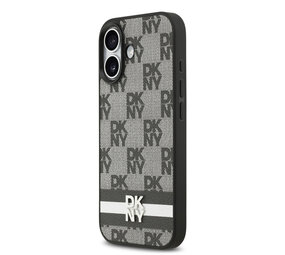 DKNY DKNY iPhone 17 Back cover case - Checkered Pattern With Printed Stripes - Black
