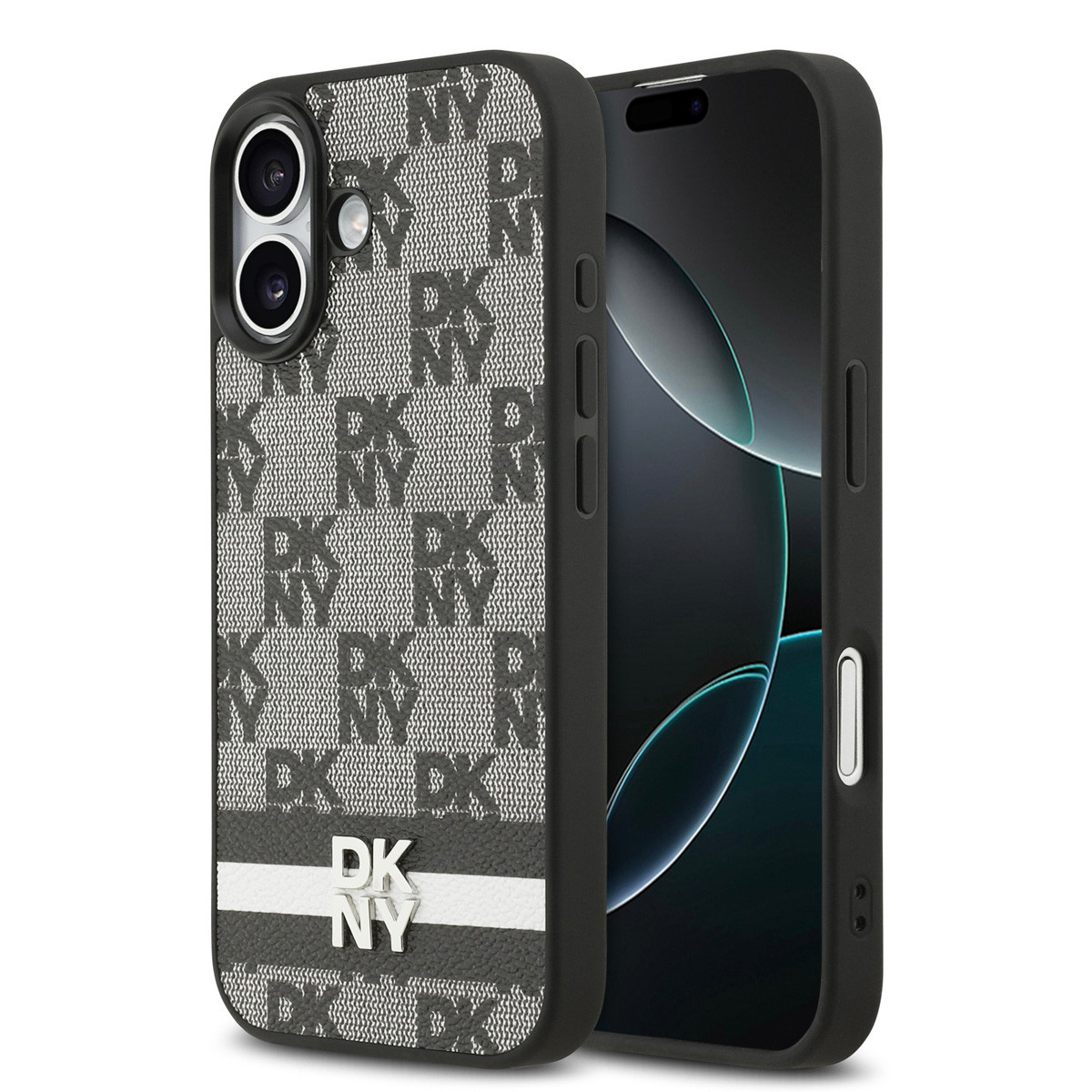 DKNY DKNY iPhone 17 Backcover hoesje - Checkered Pattern With Printed Stripes - Zwart