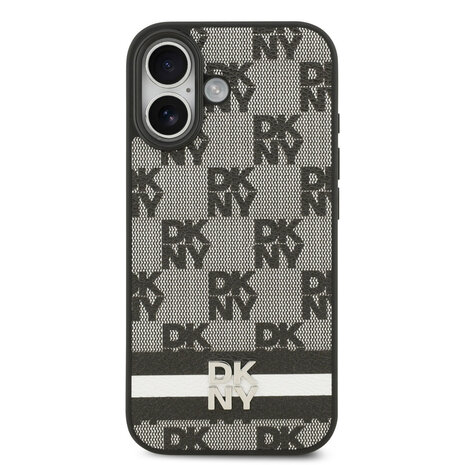 DKNY DKNY iPhone 17 Backcover hoesje - Checkered Pattern With Printed Stripes - Zwart