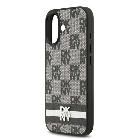 DKNY DKNY iPhone 17 Backcover hoesje - Checkered Pattern With Printed Stripes - Zwart