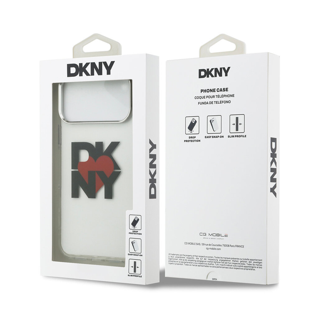 DKNY DKNY iPhone 17 Pro Max Back cover coque - Printed Heart Logo - Noir translucide