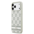DKNY DKNY iPhone 17 Pro Max/iPhone 18 Pro Max Backcoverhoesje Ruitpatroon met gedrukte strepen - Beige