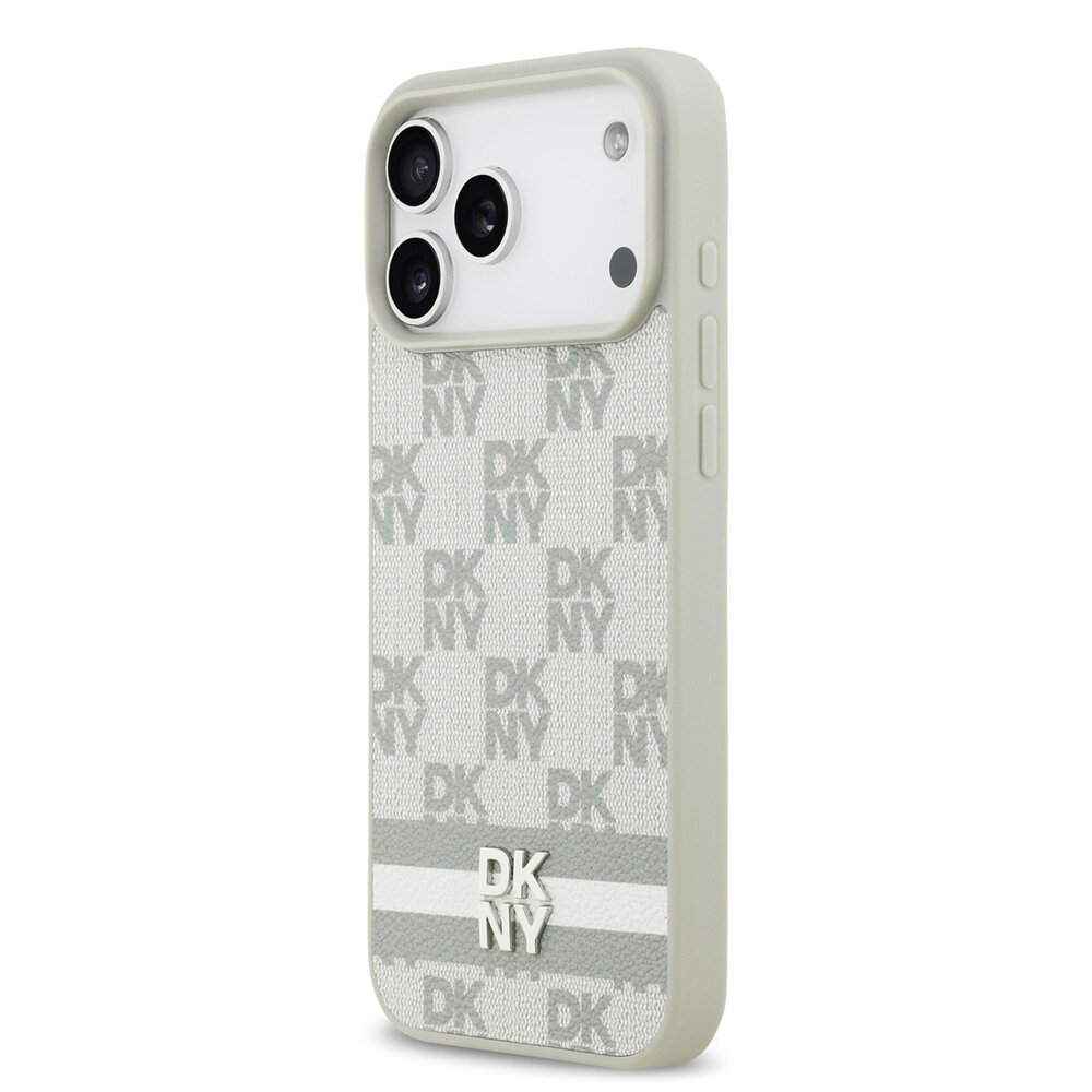 DKNY DKNY iPhone 17 Pro Max Back cover coque - Checkered Pattern With Printed Stripes - Beige DKNY DKNY iPhone 17 Pro Max Back cover coque - Checkered Pattern With Printed Stripes - Beige