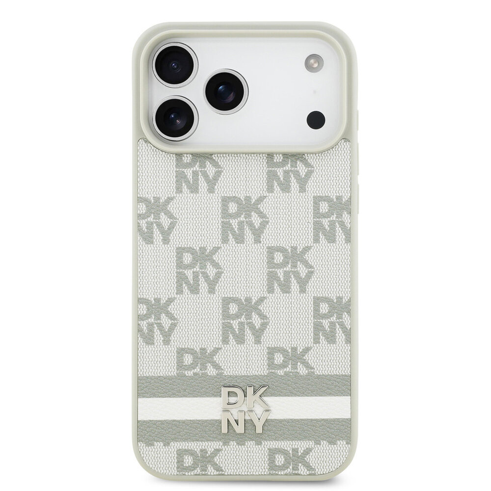 DKNY DKNY iPhone 17 Pro Max Back cover coque - Checkered Pattern With Printed Stripes - Beige DKNY DKNY iPhone 17 Pro Max Back cover coque - Checkered Pattern With Printed Stripes - Beige