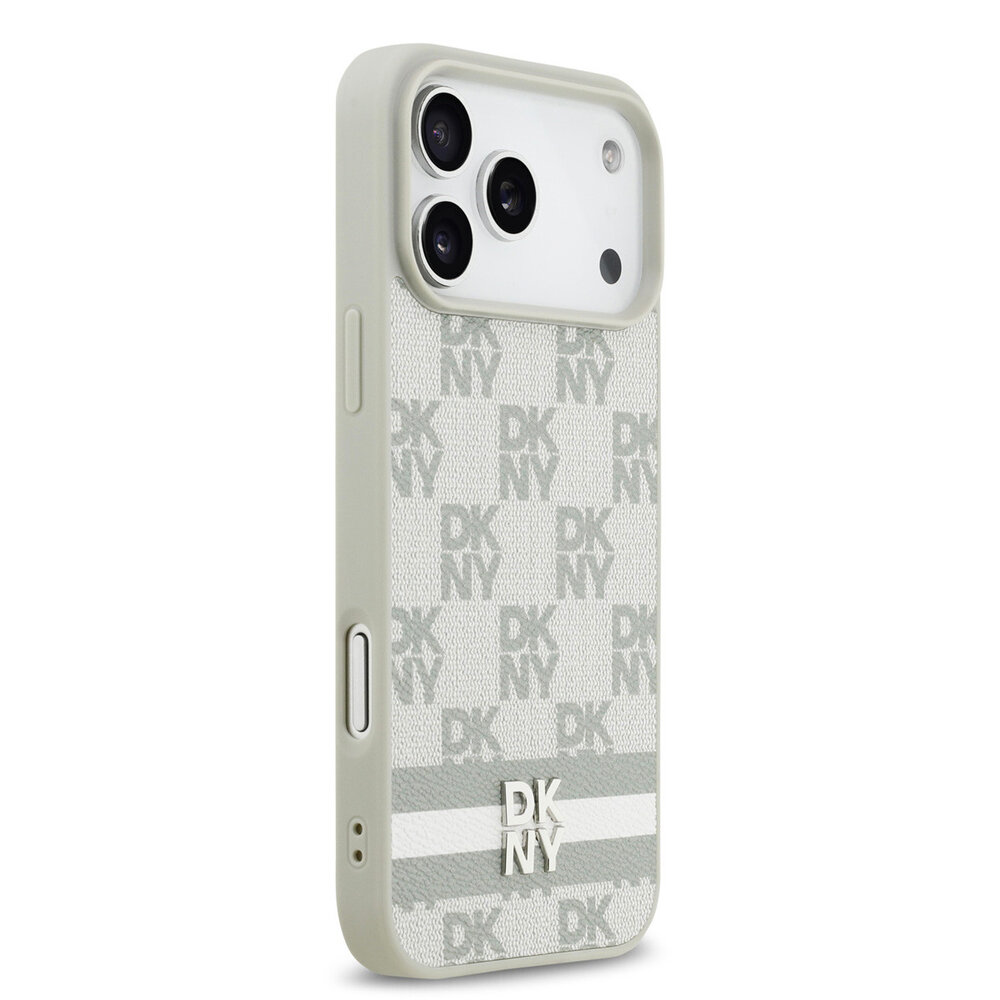 DKNY DKNY iPhone 17 Pro Max Back cover case - Checkered Pattern With Printed Stripes - Beige DKNY DKNY iPhone 17 Pro Max Back cover case - Checkered Pattern With Printed Stripes - Beige
