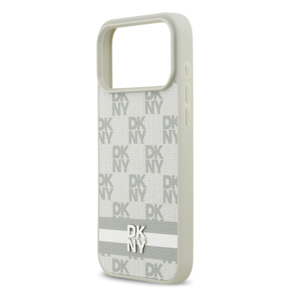 DKNY DKNY iPhone 17 Pro Max Back cover case - Checkered Pattern With Printed Stripes - Beige DKNY DKNY iPhone 17 Pro Max Back cover case - Checkered Pattern With Printed Stripes - Beige