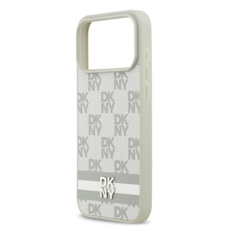 DKNY DKNY iPhone 17 Pro Max Back-Cover hul - Checkered Pattern With Printed Stripes - Beige DKNY DKNY iPhone 17 Pro Max Back-Cover hul - Checkered Pattern With Printed Stripes - Beige