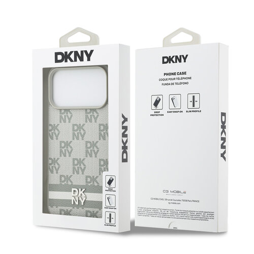 DKNY DKNY iPhone 17 Pro Max/iPhone 18 Pro Max Handyhülle Karomuster mit gedruckten Streifen - Beige
