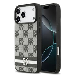 DKNY iPhone 17 Pro Max/iPhone 18 Pro Max Handyhülle Karomuster mit gedruckten Streifen - Schwarz