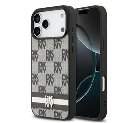 DKNY DKNY iPhone 17 Pro Max Backcover hoesje - Checkered Pattern With Printed Stripes - Zwart