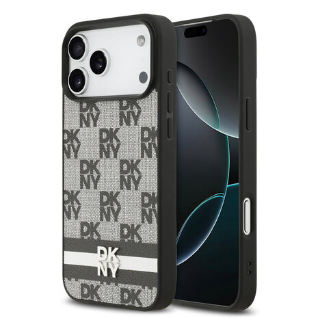DKNY DKNY iPhone 17 Pro Max Back cover coque - Checkered Pattern With Printed Stripes - Noir