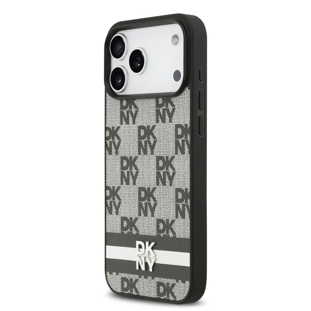 DKNY DKNY iPhone 17 Pro Max Back cover coque - Checkered Pattern With Printed Stripes - Noir