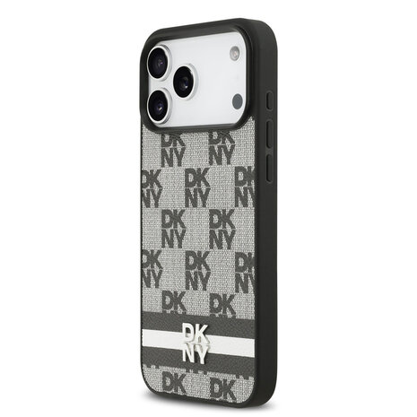 DKNY DKNY iPhone 17 Pro Max Backcover hoesje - Checkered Pattern With Printed Stripes - Zwart DKNY DKNY iPhone 17 Pro Max Backcover hoesje - Checkered Pattern With Printed Stripes - Zwart