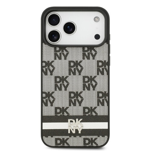 DKNY DKNY iPhone 17 Pro Max/iPhone 18 Pro Max Handyhülle Karomuster mit gedruckten Streifen - Schwarz