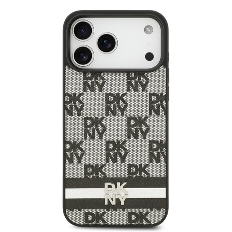 DKNY DKNY iPhone 17 Pro Max Back cover coque - Checkered Pattern With Printed Stripes - Noir