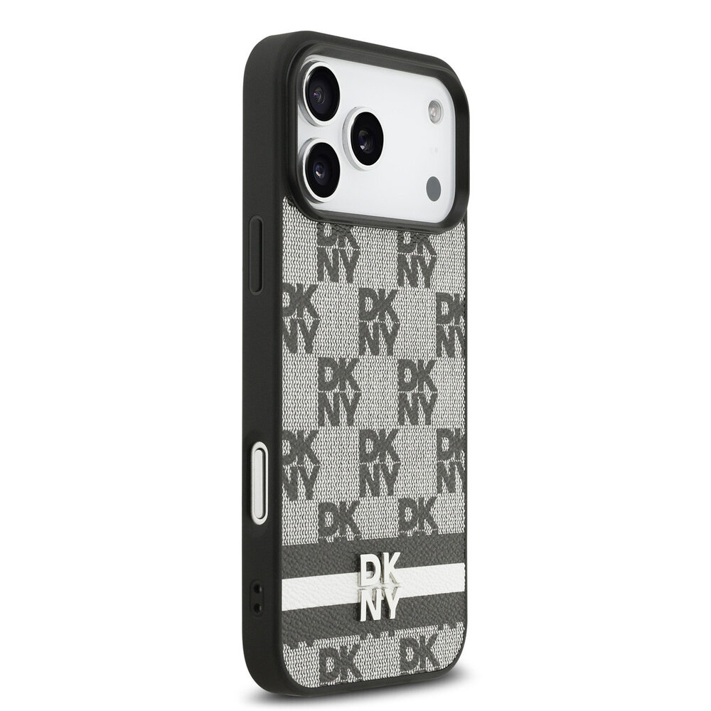 DKNY DKNY iPhone 17 Pro Max Back cover coque - Checkered Pattern With Printed Stripes - Noir