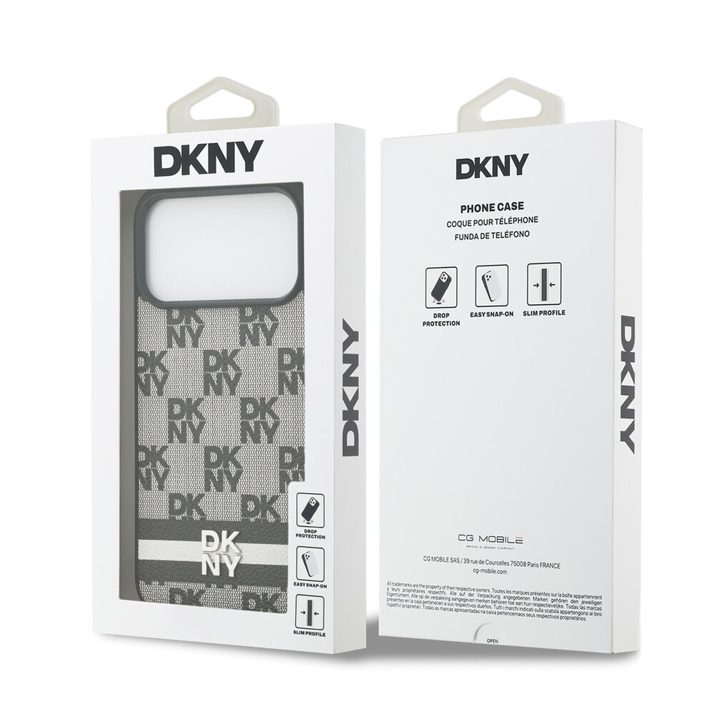 DKNY DKNY iPhone 17 Pro Max Backcover hoesje - Checkered Pattern With Printed Stripes - Zwart DKNY DKNY iPhone 17 Pro Max Backcover hoesje - Checkered Pattern With Printed Stripes - Zwart