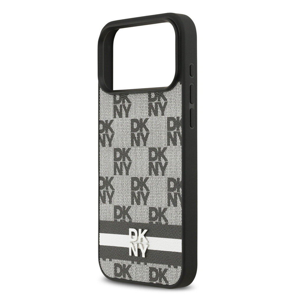 DKNY DKNY iPhone 17 Pro Max Back cover case - Checkered Pattern With Printed Stripes - Black