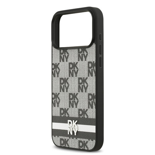 DKNY DKNY iPhone 17 Pro Max/iPhone 18 Pro Max Backcoverhoesje Ruitpatroon met gedrukte strepen - Zwart