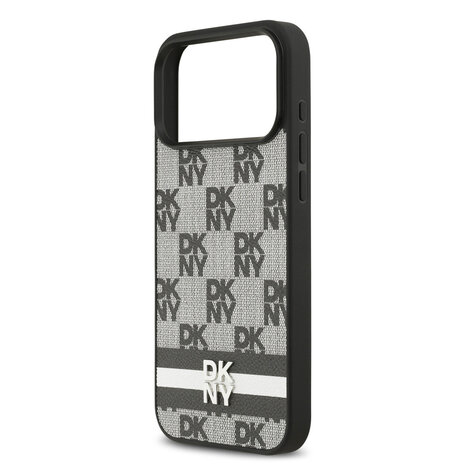 DKNY DKNY iPhone 17 Pro Max Back cover case - Checkered Pattern With Printed Stripes - Black
