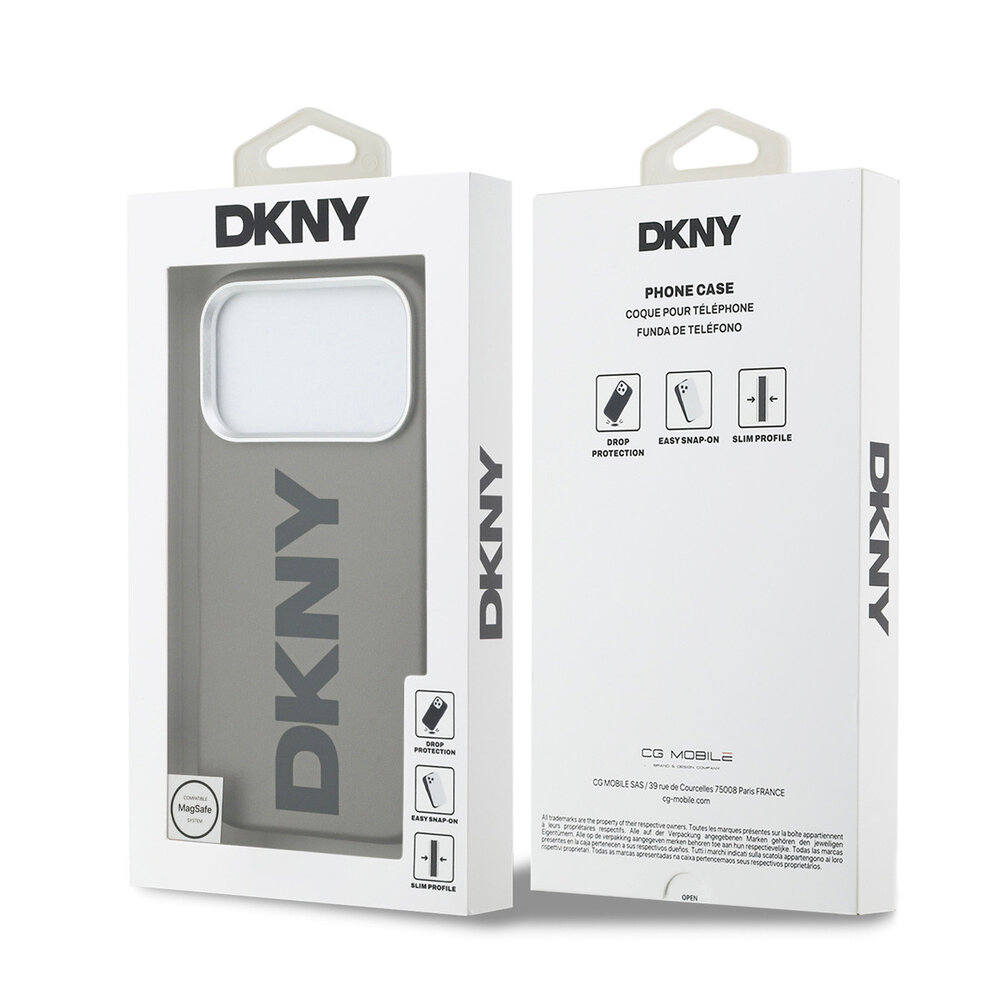 DKNY DKNY iPhone 17 Pro Back-Cover hul - MagSafe - Full Wrap With Large Vertical Logo - Beige